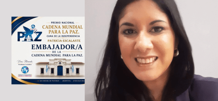 Patricia Escalante fue nombrada Embajadora y Madrina de la Cadena Mundial para la Paz